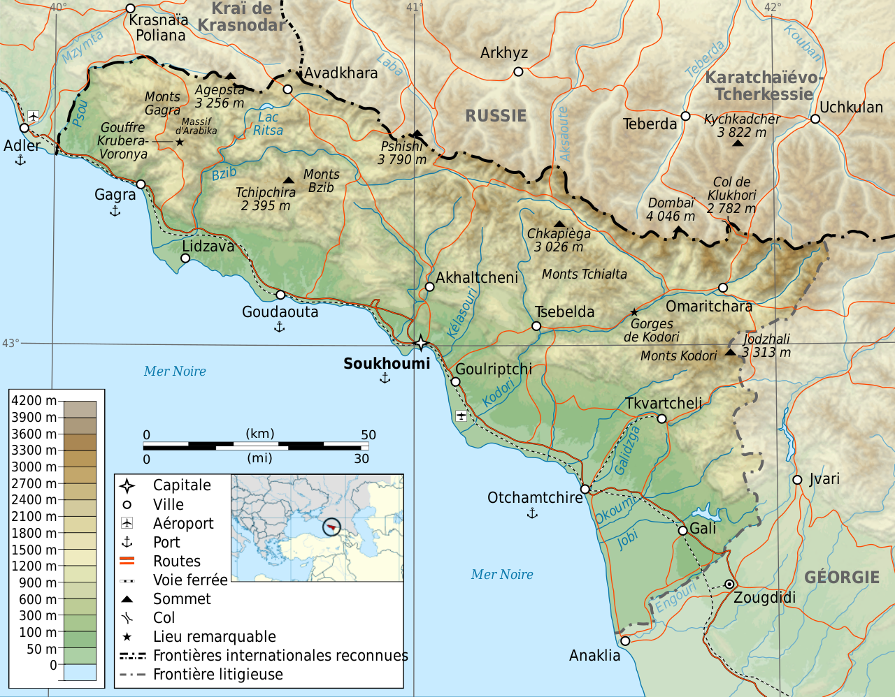 Map of Abkhazia.